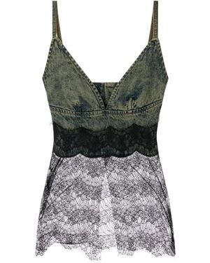 GIUSEPPE DI MORABITO Denim Lace Top - Grey