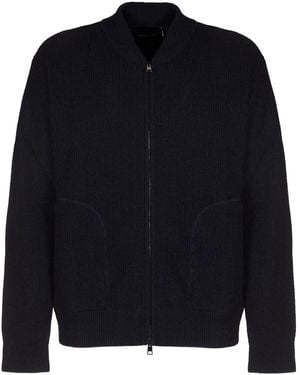 Roberto Collina Zipped Ribbed Cardigan - Blue