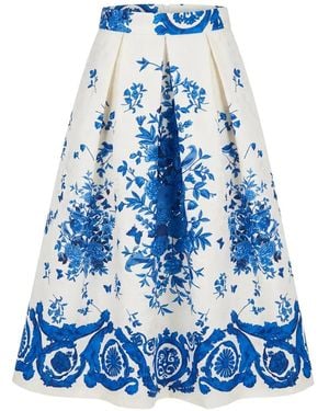 Lunatica Milano Luna T Athene Midi-Rok Met Bloemenprint - Blauw
