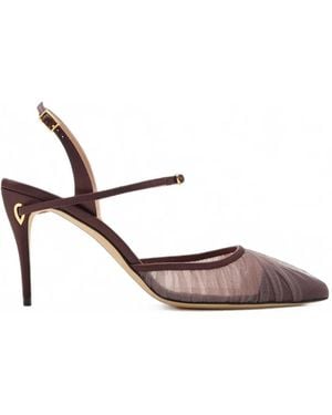 Jennifer Chamandi Vittorio 85 Ruched Tulle Heeled Court Shoes - White