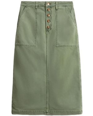 Ulla Johnson Button-Up Patch-Pocket Skirt - Green