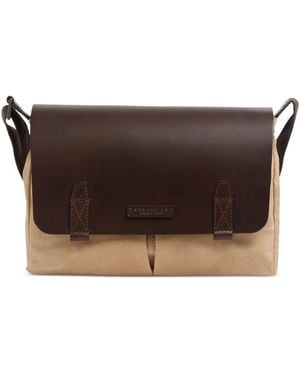 The Bridge Igor Leather-Trim Messenger Bag - Brown