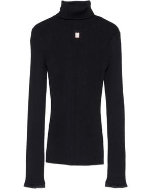 Elisabetta Franchi Rollkragenpullover Mit Logo-Schild - Blau