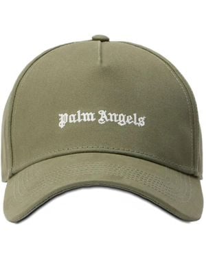 Palm Angels Casquette En Velours Côtelé À Logo Brodé - Green