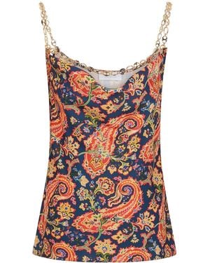 Rabanne Paisley-Print Chain-Detail Tank Top - Red