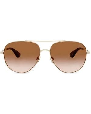 Burberry Double-Bridge Navigator-Frame Sunglasses - Metallic