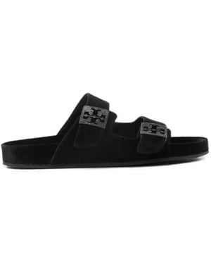 Tory Burch Velvet Buckle-Fastening Sandals - Black