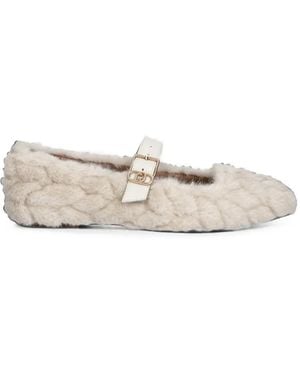 Liu Jo Synthetic-Fur Ballet Flats - White