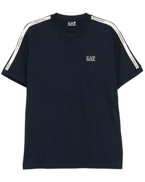 EA7 T-Shirt A Righe Con Logo - Blu