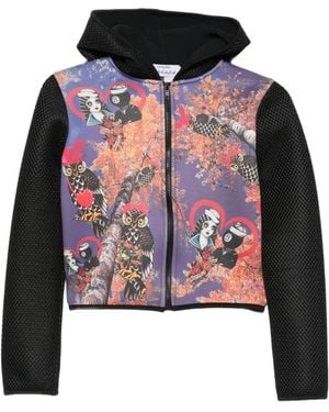 The Artistylist Graphic-Print Mesh-Sleeve Hoodie - Black