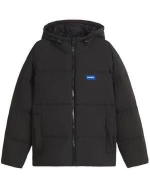 HUGO Relaxed-Fit Water-Repellent Jacket With Logo Badge - Black