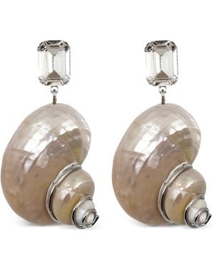 Jennifer Behr Pendientes Oriana Con Concha Y Detalles De Cristal - Blanco