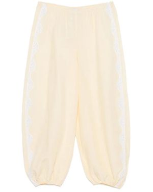 Posse Tabitha Lace-Trim Trousers - White