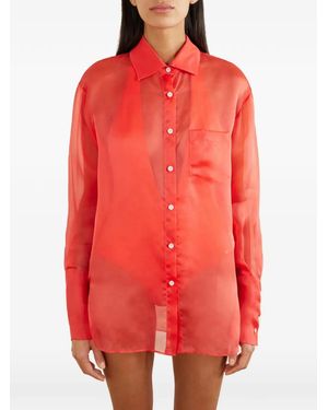 Kiki de Montparnasse Sheer Button-Up Shirt - Red