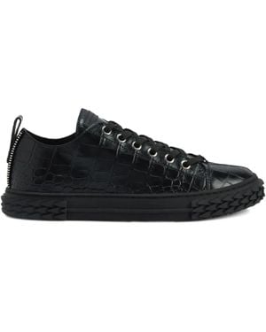 Giuseppe Zanotti Blabber Crocodile-Effect Lace-Up Sneakers - Black