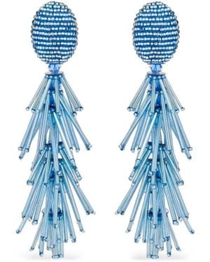 Oscar de la Renta Beaded Tassel Earrings - Blue