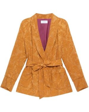 Maliparmi Damask-Jacquard Wrap Jacket - Orange