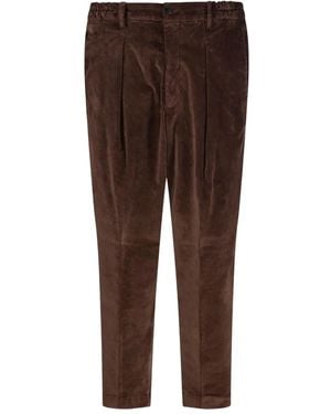 Entre Amis Pleated-Front Corduroy Trousers - Brown