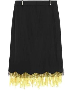 16Arlington Falda Midi Vea Con Ribete De Encaje - Negro