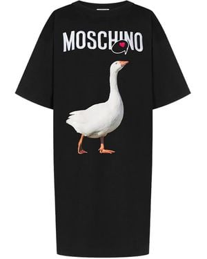 Moschino Goose-Print T-Shirt Dress - Black