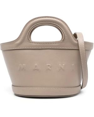 Marni Micro Tropicalia Leather Tote Bag - Brown
