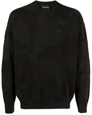 Emporio Armani Wool Blend Crewneck Jumper - Black