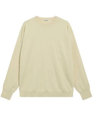 AURALEE Crew-Neck Cotton Sweater - Natural