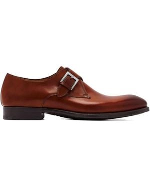 Magnanni Leather Monk Shoes - Brown