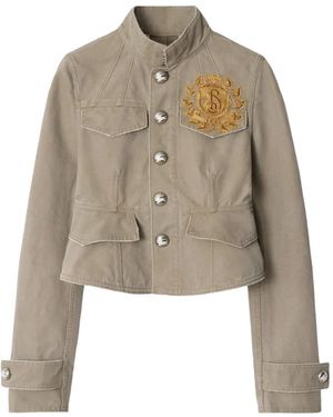 Burberry B Crest Cotton Jacket - Natural