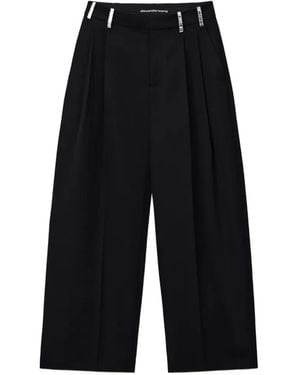 Alexander Wang Pantalones De Vestir De Talle Medio Con Trabillas Y Cristales - Negro
