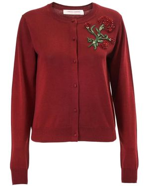 Carolina Herrera Crystal-Embroidered Rose Cardigan