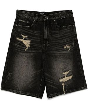 FIVE CM Shorts Denim Con Effetto Vissuto - Nero