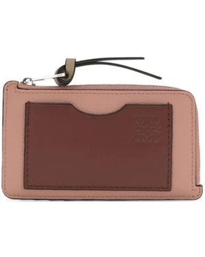Loewe Embossed Zip Card Holder - Brown