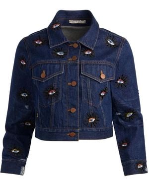 Alice + Olivia Chloe Embellished Denim Jacket - Blue
