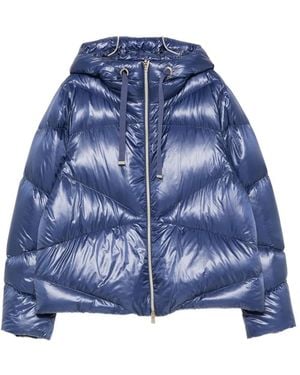 Herno Quilted Hooded Jacket - Blue