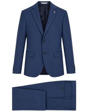 Manuel Ritz Micro-Check Tailored Suit - Blue