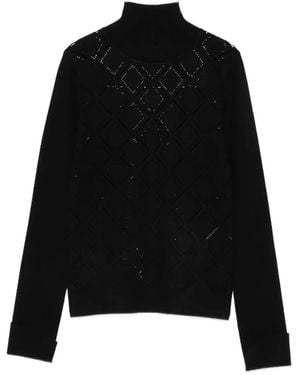 Blugirl Blumarine Geometric-Pattern High-Neck Jumper - Black