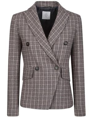 Eleventy Blazer Croisé À Motif Pied-De-Poule - Grey