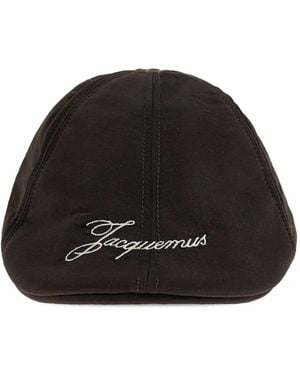 Jacquemus Logo-Embroidered Flat Cap - Black