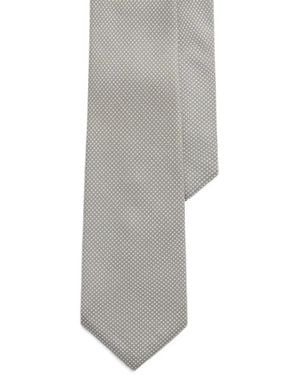 Ralph Lauren Geometric-Print Cashmere-Silk Tie - Grey