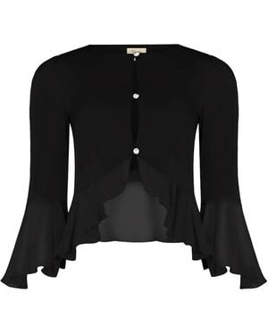Temperley London Veste En Soie Leilani À Volants - Black