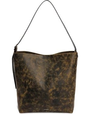 Jil Sander Leather Shoulder Bag - Black