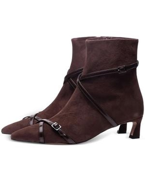 Poche Paris Buckle-Strap Boots - Purple