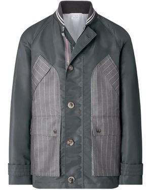 Thom Browne Veste À Fines Rayures - Gray