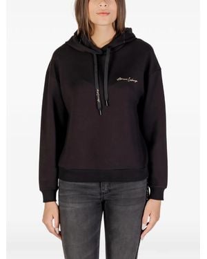 ARMANI EXCHANGE Logo-Lettering Hoodie - Black