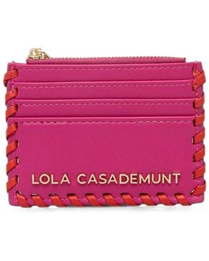 Lola Casademunt Whipstitch Logo-Plaque Card Holder - Pink