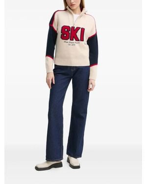 From Future Reißverschluss-Pullover Mit Ski-Print - Blau