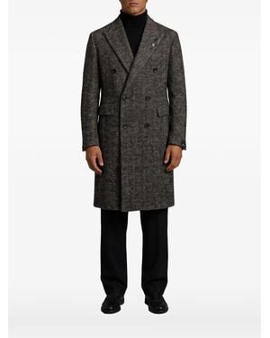 Tagliatore Pino Lerario Herringbone Coat - Black