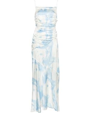 Ganni Satin-Maxikleid Mit Wolken-Print - Blau