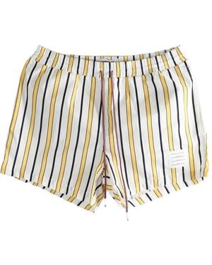 Thom Browne Costume Da Bagno A Righe Con Coulisse - Bianco